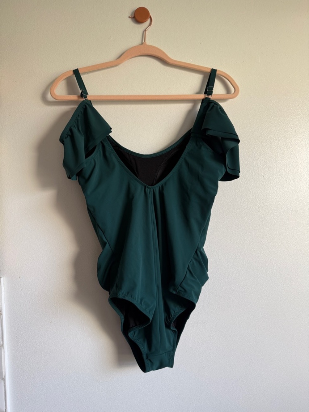 Emerald Green Ruffle One-Piece Swimsuit - Picture 4 of 7